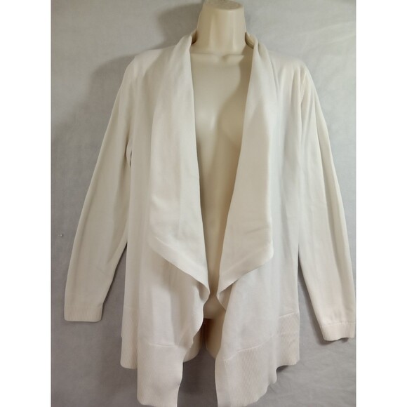 Lands End Women Large‎ Open Front Cardigan White - Picture 1 of 11